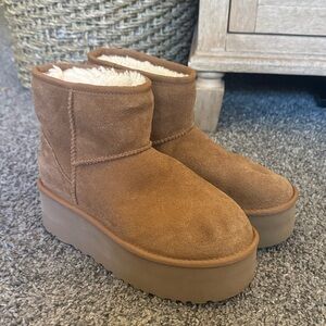 UGG Chestnut Suede Platform Boots